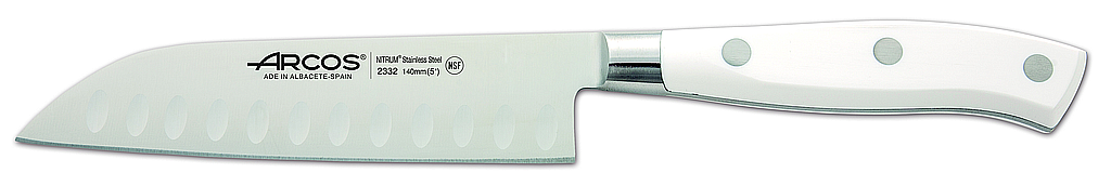 santoku knife with 140 mm honeycombed blade