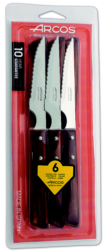 set of 6 steak knives wood handle 371500