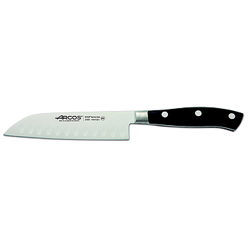 santoku knife with 140 mm honeycombed blade